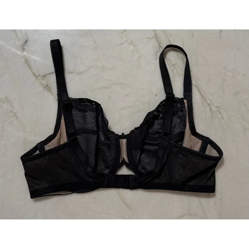 Wacoal Retro Chic Full Figure Underwire Lace Bra Black/Nude 855290 Women's 34D